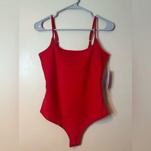 Wild Fable Red Butterbliss Thong Back Bodysuit